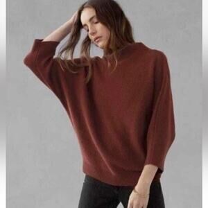New The Reset R Label *IN Red* Wool Cashmere Funnel Neck Sweater S/M